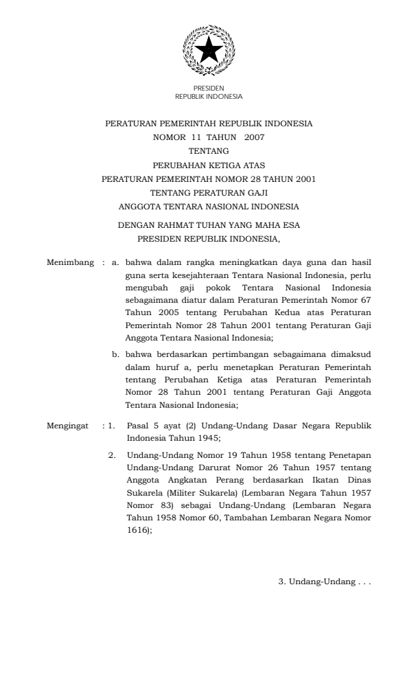 Peraturan Pemerintah Nomor 11 Tahun 2007