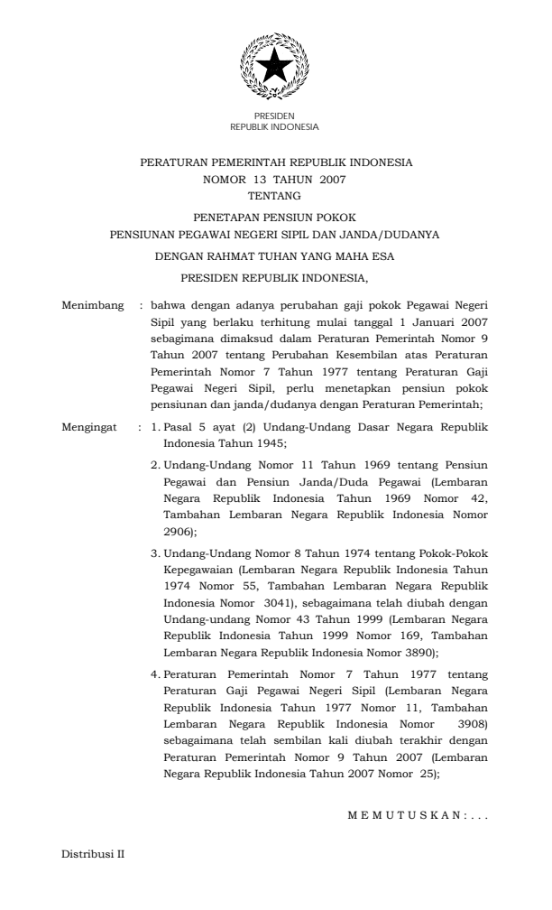 Peraturan Pemerintah Nomor 13 Tahun 2007