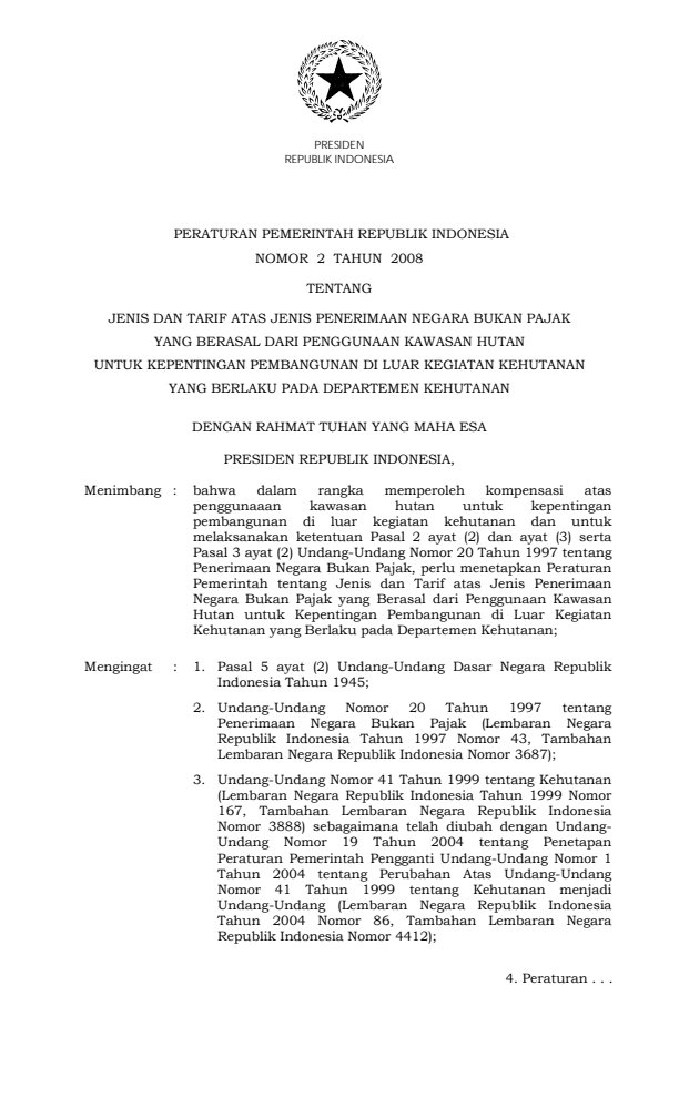 Peraturan Pemerintah Nomor 2 Tahun 2008