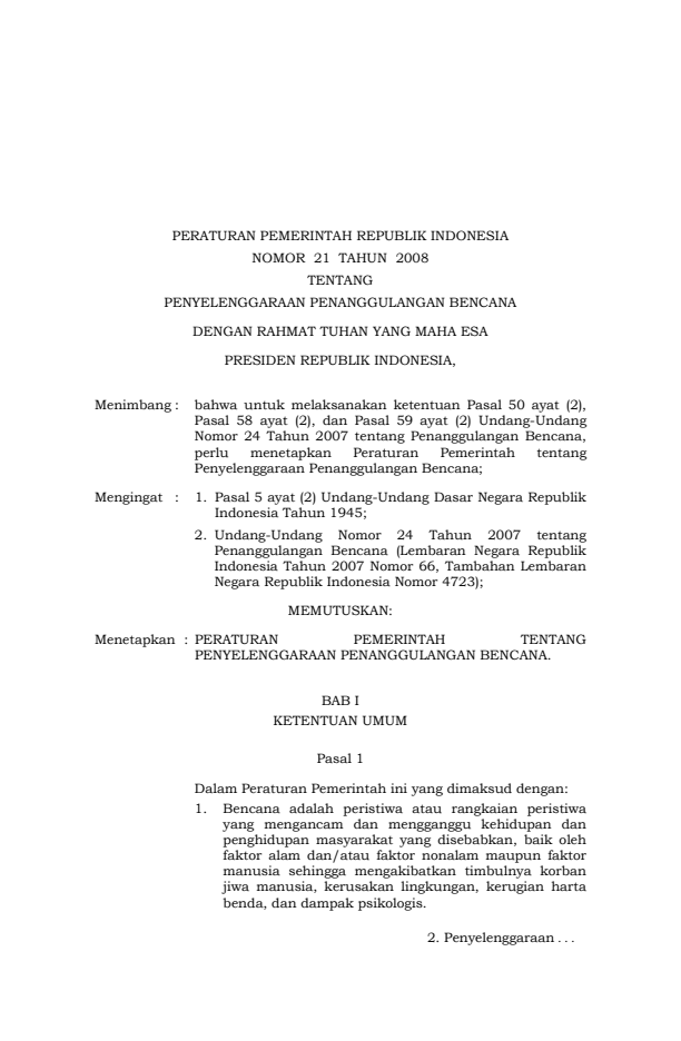 Peraturan Pemerintah Nomor 21 Tahun 2008