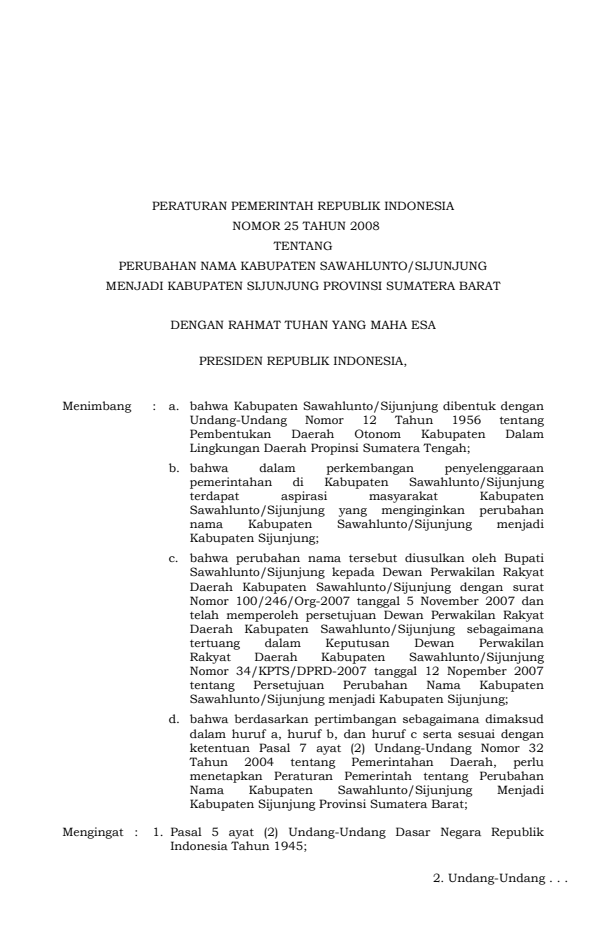 Peraturan Pemerintah Nomor 25 Tahun 2008