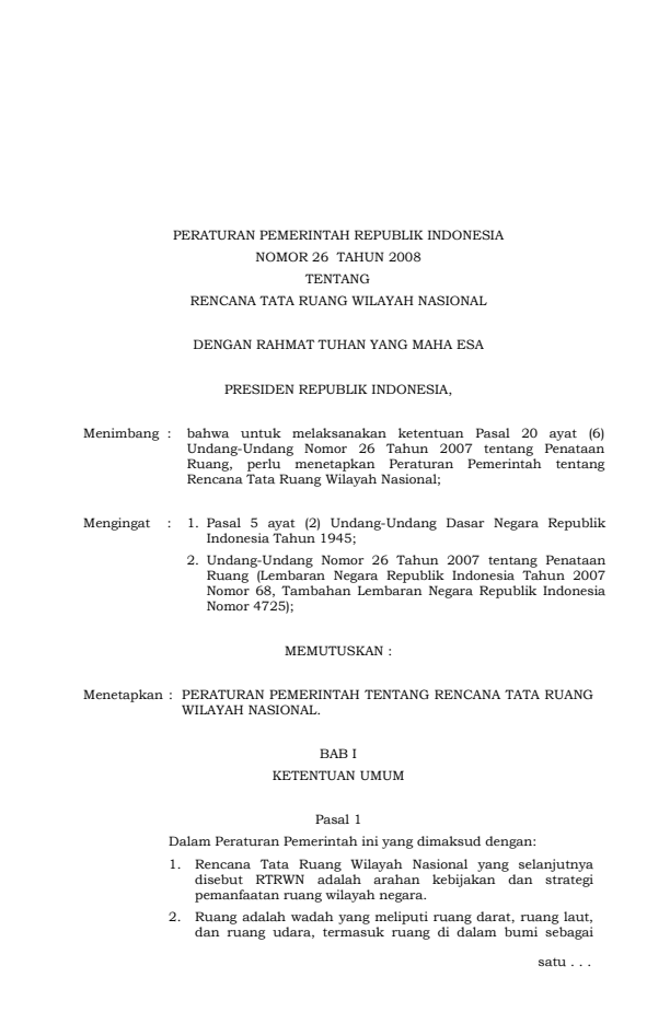 Peraturan Pemerintah Nomor 26 Tahun 2008