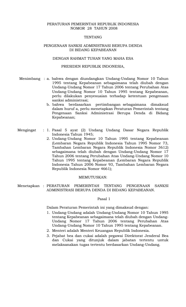 Peraturan Pemerintah Nomor 28 Tahun 2008