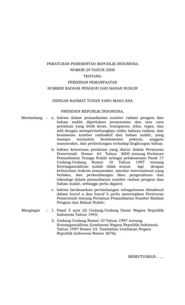 Peraturan Pemerintah Nomor 29 Tahun 2008