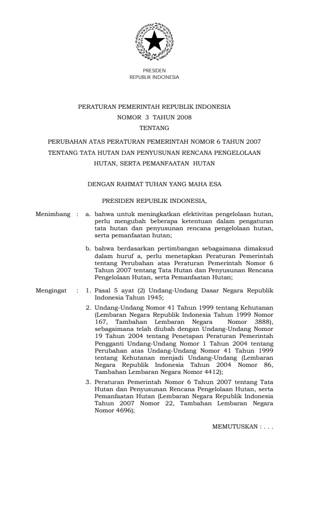 Peraturan Pemerintah Nomor 3 Tahun 2008