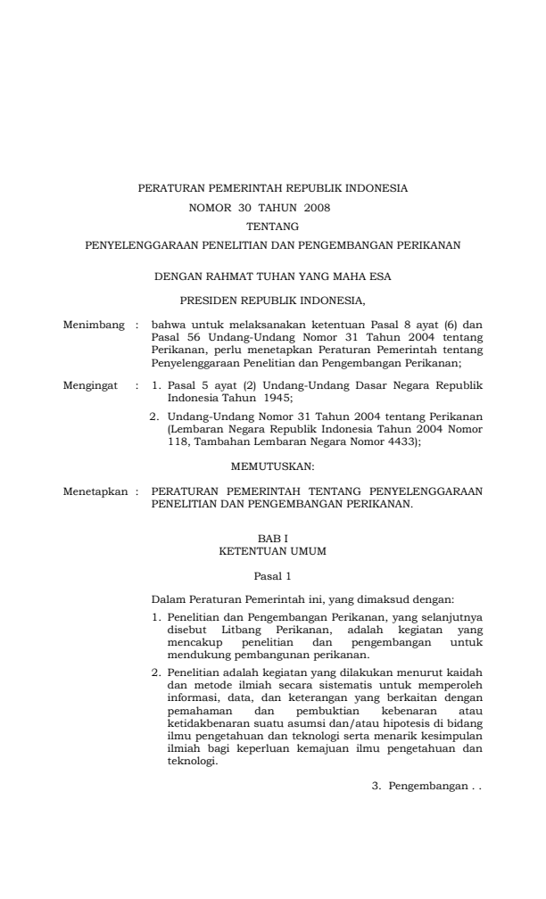 Peraturan Pemerintah Nomor 30 Tahun 2008