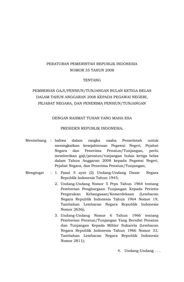 Peraturan Pemerintah Nomor 35 Tahun 2008