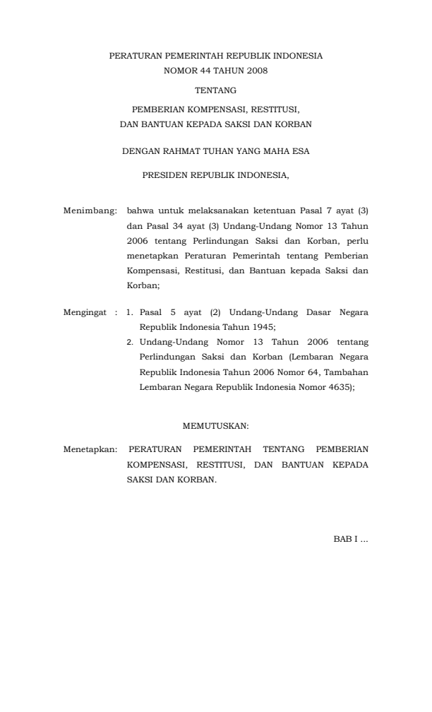 Peraturan Pemerintah Nomor 44 Tahun 2008