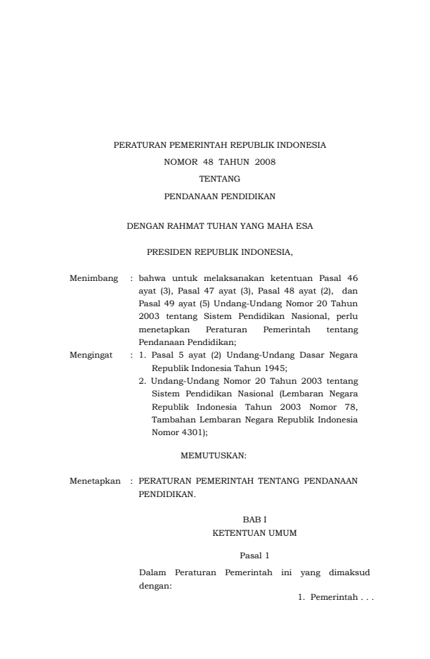 Peraturan Pemerintah Nomor 48 Tahun 2008