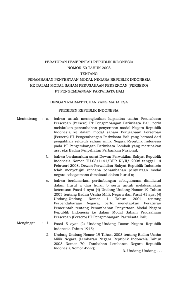 Peraturan Pemerintah Nomor 50 Tahun 2008