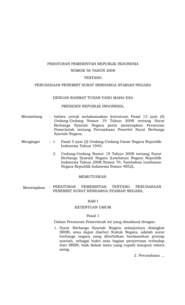 Peraturan Pemerintah Nomor 56 Tahun 2008