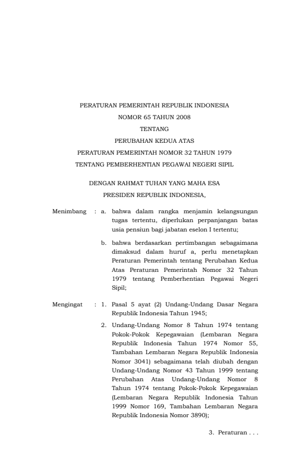 Peraturan Pemerintah Nomor 65 Tahun 2008