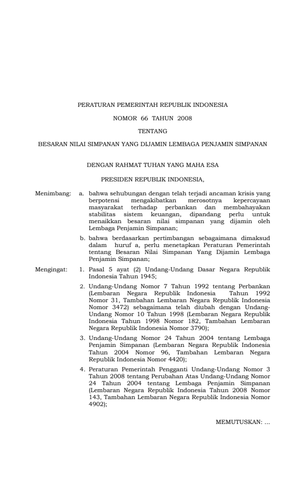 Peraturan Pemerintah Nomor 66 Tahun 2008