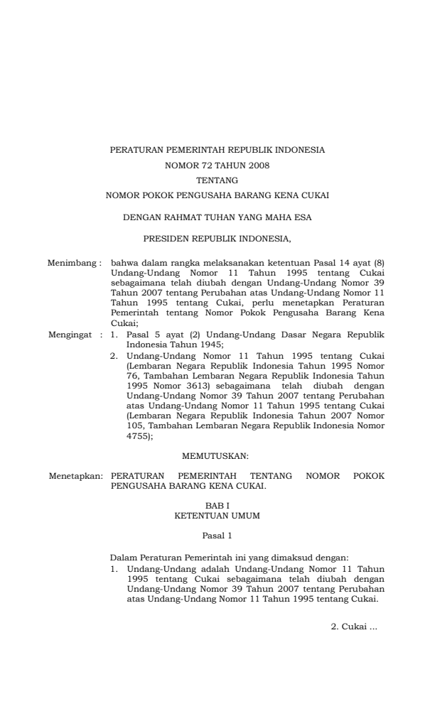 Peraturan Pemerintah Nomor 72 Tahun 2008