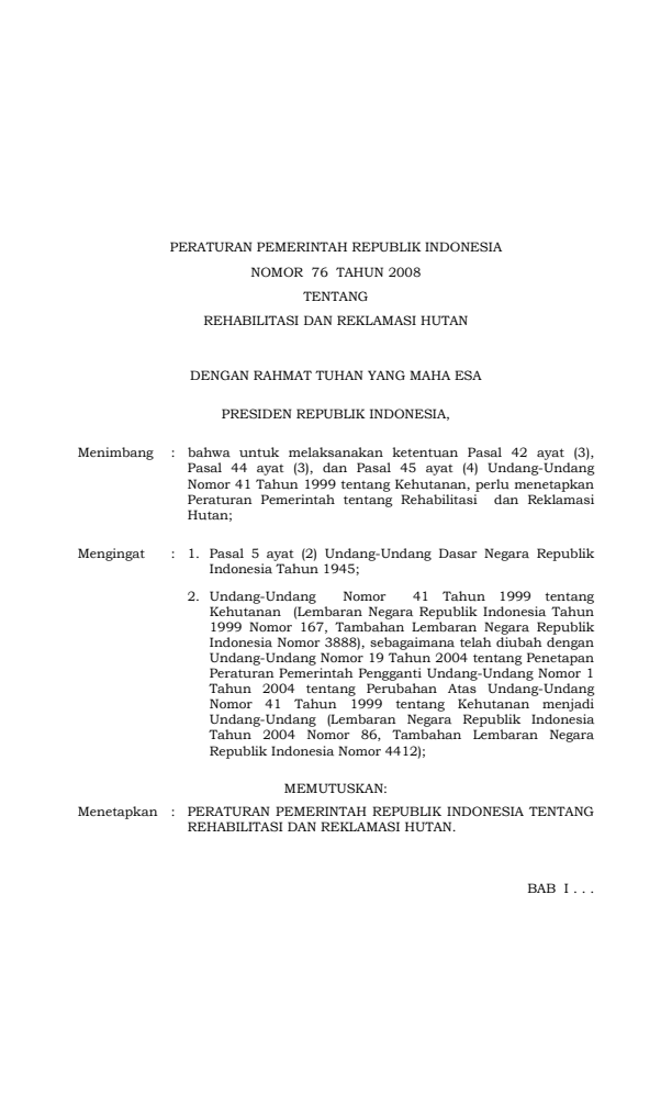 Peraturan Pemerintah Nomor 76 Tahun 2008