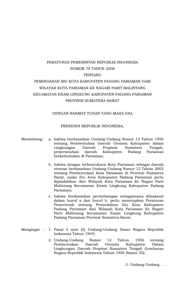 Peraturan Pemerintah Nomor 79 Tahun 2008