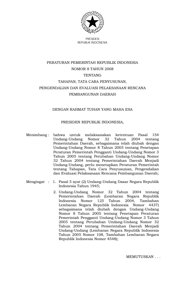 Peraturan Pemerintah Nomor 8 Tahun 2008