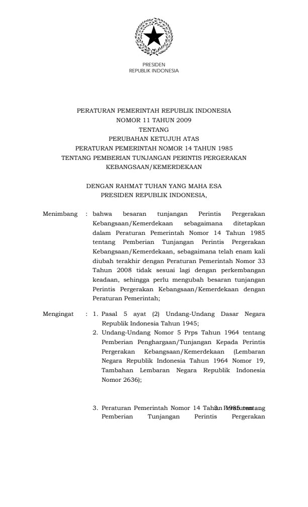 Peraturan Pemerintah Nomor 11 Tahun 2009