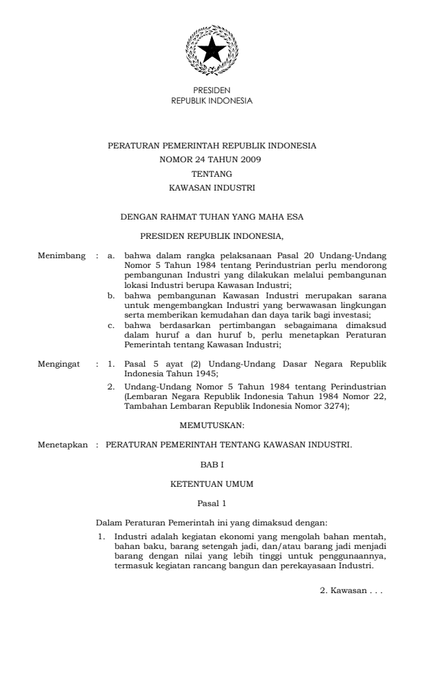 Peraturan Pemerintah Nomor 24 Tahun 2009