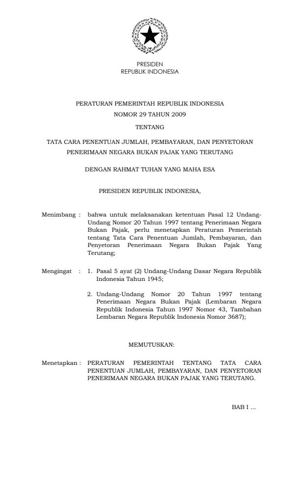 Peraturan Pemerintah Nomor 29 Tahun 2009