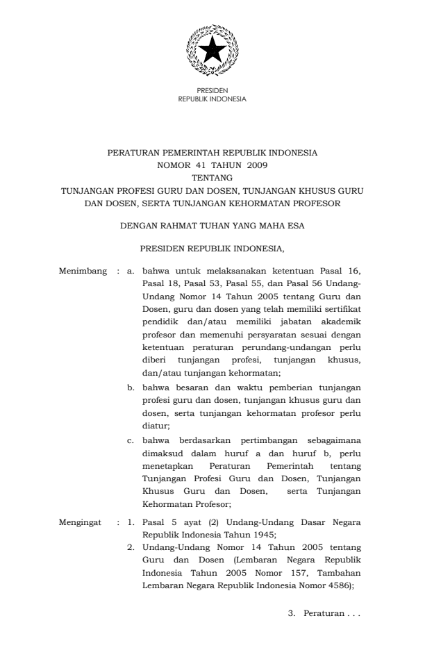 Peraturan Pemerintah Nomor 41 Tahun 2009