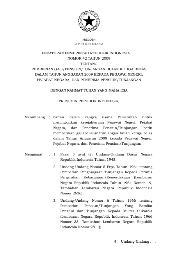 Peraturan Pemerintah Nomor 42 Tahun 2009