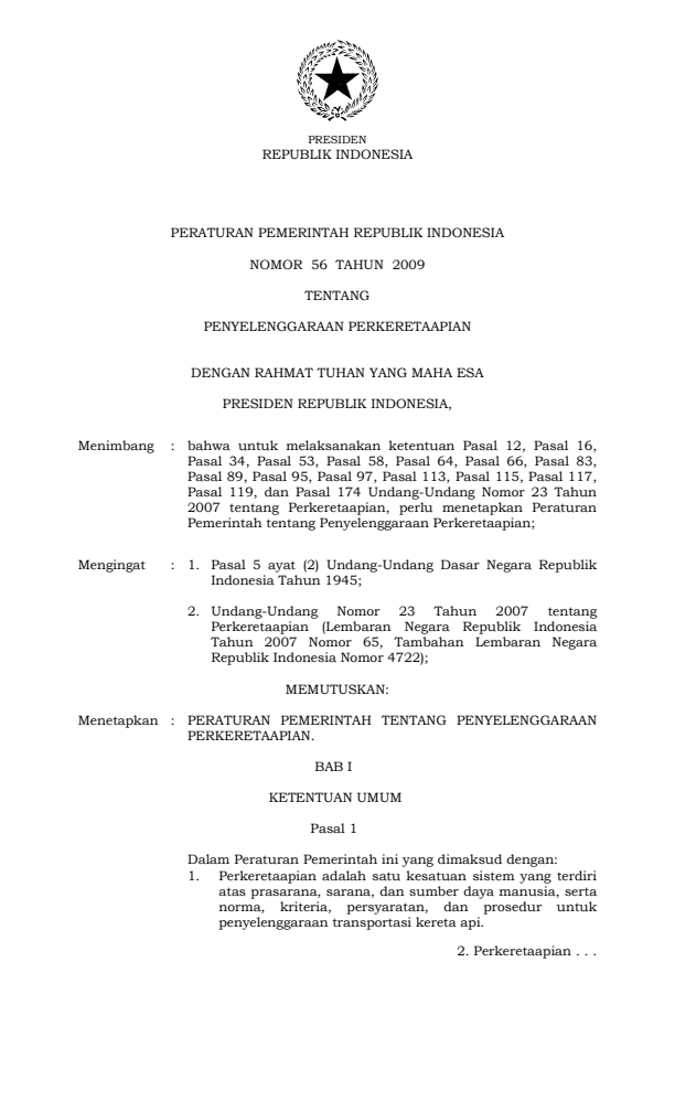 Peraturan Pemerintah Nomor 56 Tahun 2009