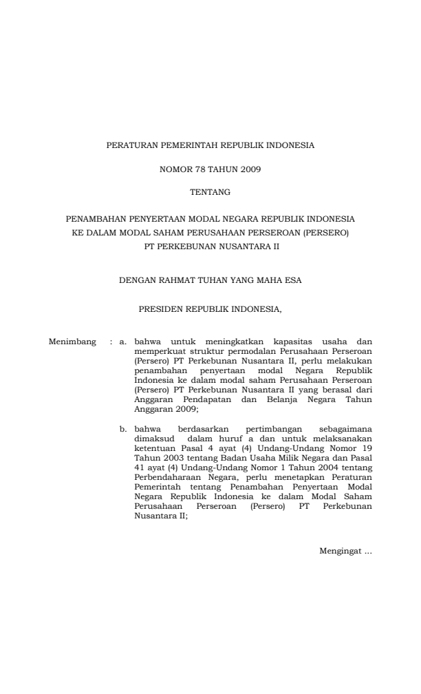 Peraturan Pemerintah Nomor 78 Tahun 2009