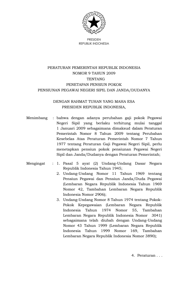 Peraturan Pemerintah Nomor 9 Tahun 2009