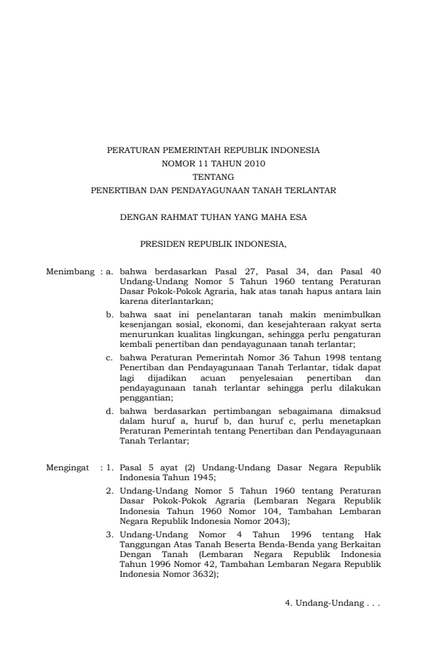 Peraturan Pemerintah Nomor 11 Tahun 2010