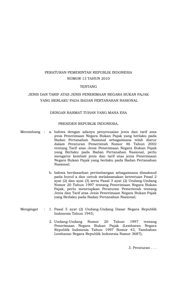 Peraturan Pemerintah Nomor 13 Tahun 2010