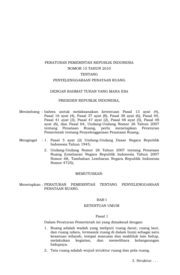 Peraturan Pemerintah Nomor 15 Tahun 2010