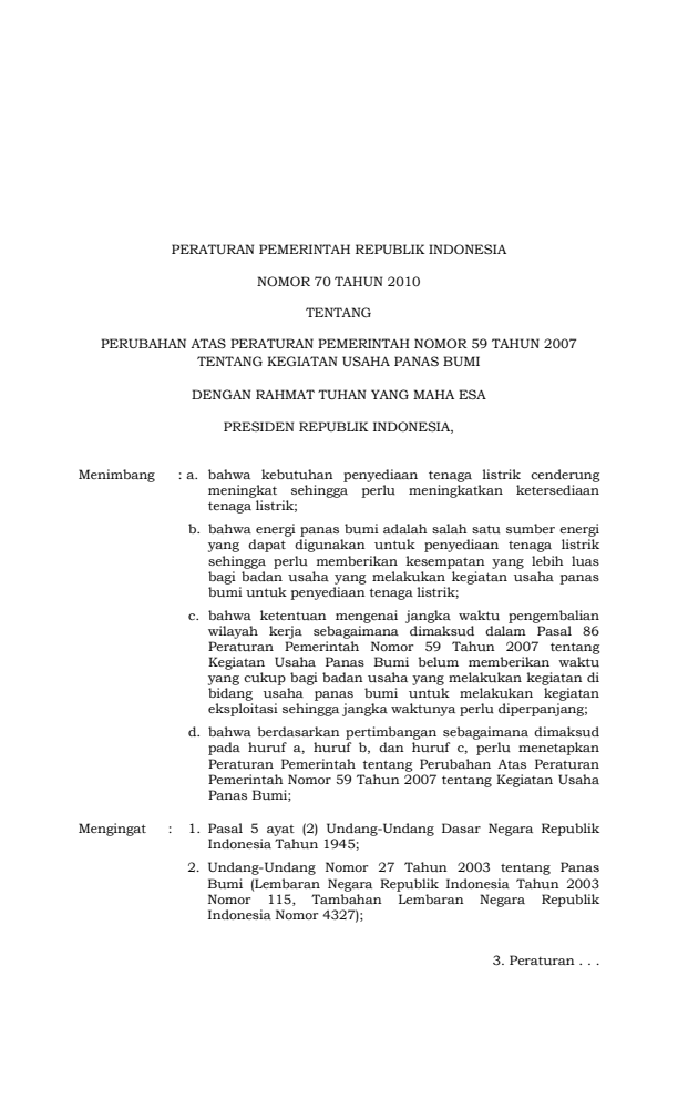 Peraturan Pemerintah Nomor 70 Tahun 2010