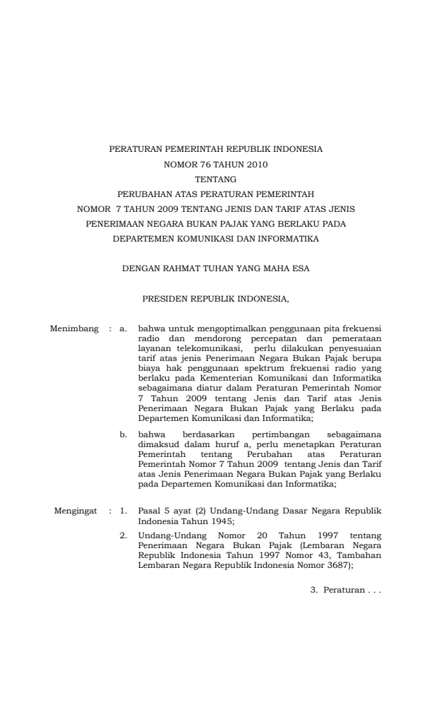 Peraturan Pemerintah Nomor 76 Tahun 2010