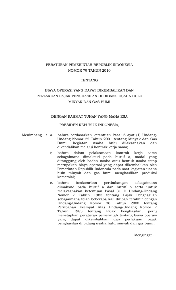 Peraturan Pemerintah Nomor 79 Tahun 2010