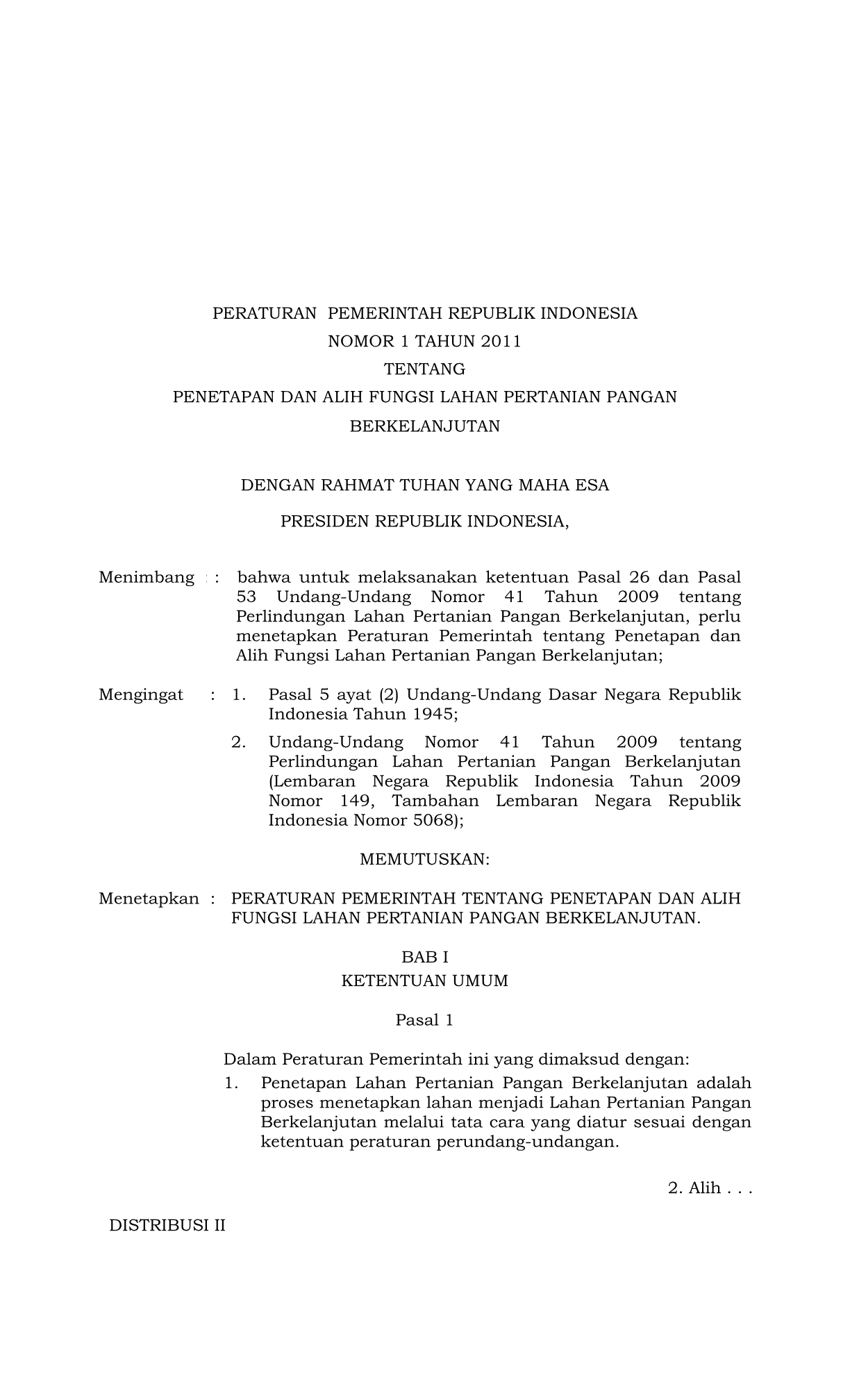 Peraturan Pemerintah Nomor 1 Tahun 2011