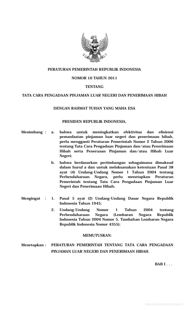 Peraturan Pemerintah Nomor 10 Tahun 2011