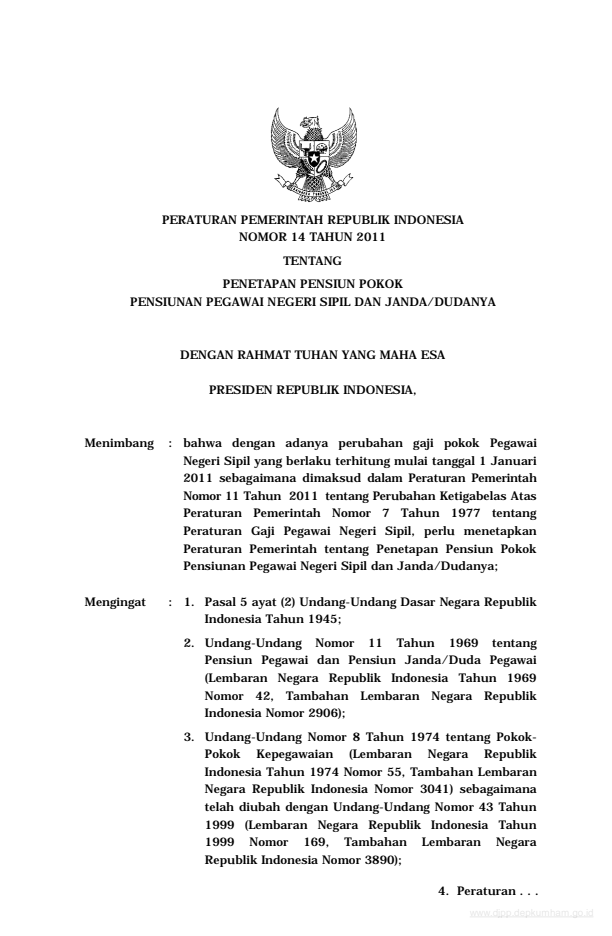 Peraturan Pemerintah Nomor 14 Tahun 2011