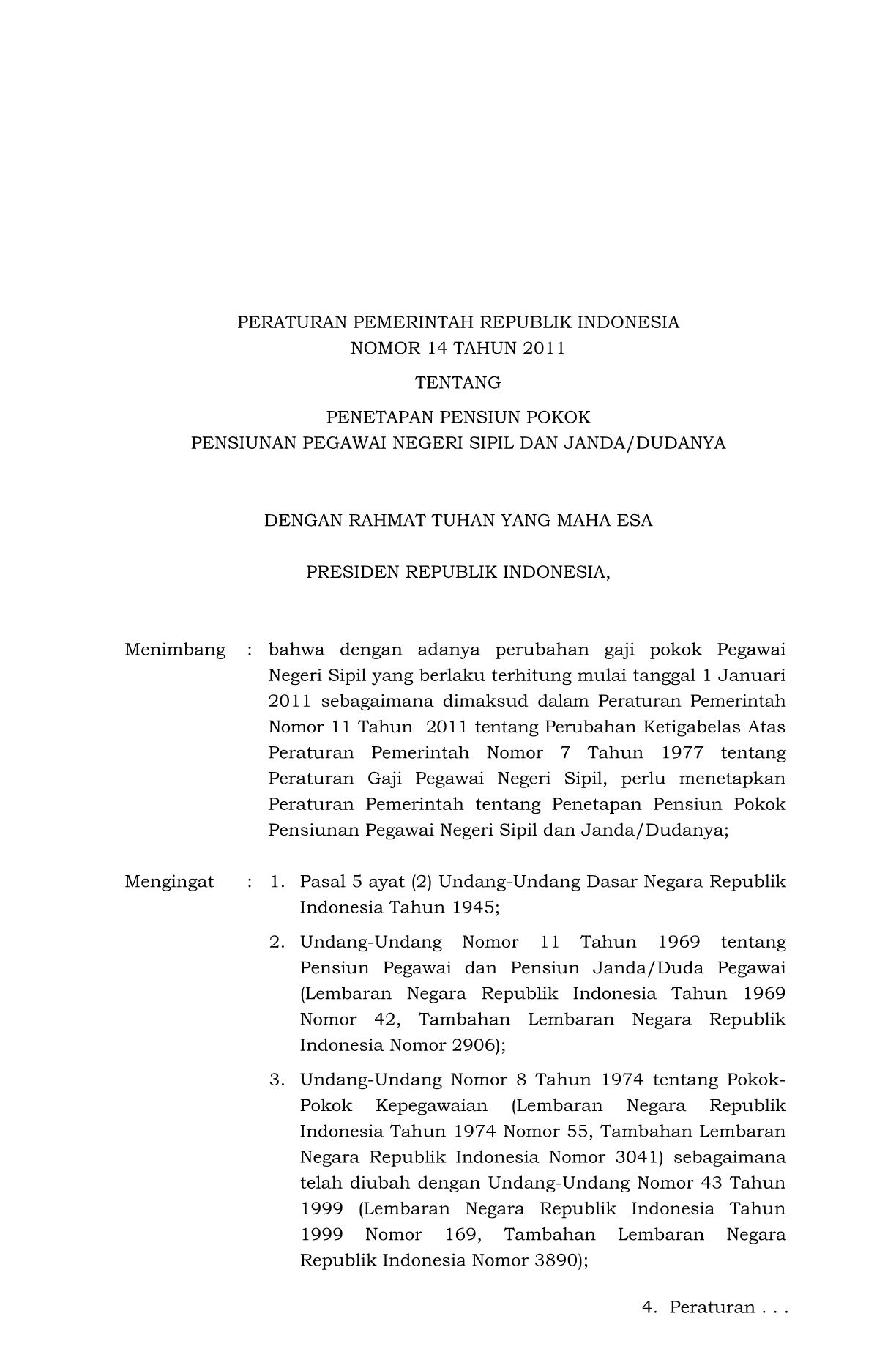 Peraturan Pemerintah Nomor 14 Tahun 2011