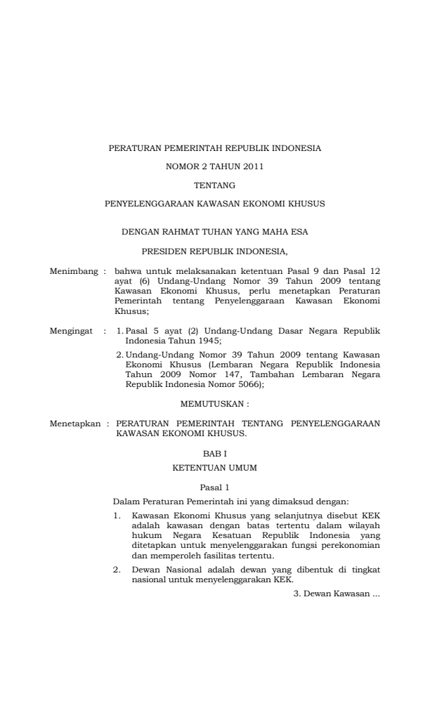 Peraturan Pemerintah Nomor 2 Tahun 2011