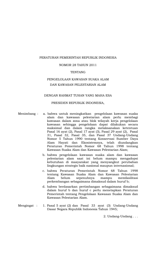 Peraturan Pemerintah Nomor 28 Tahun 2011