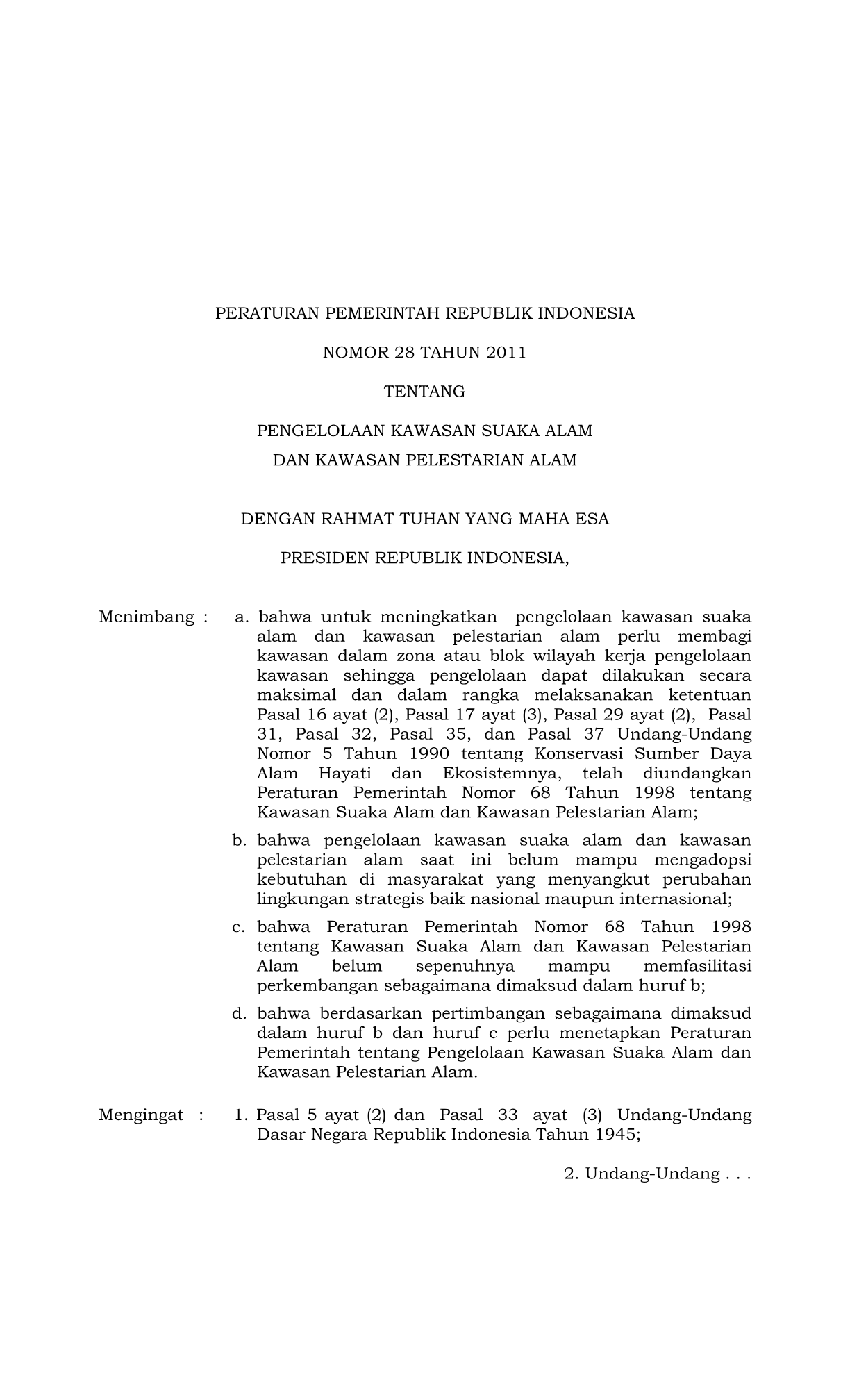 Peraturan Pemerintah Nomor 28 Tahun 2011