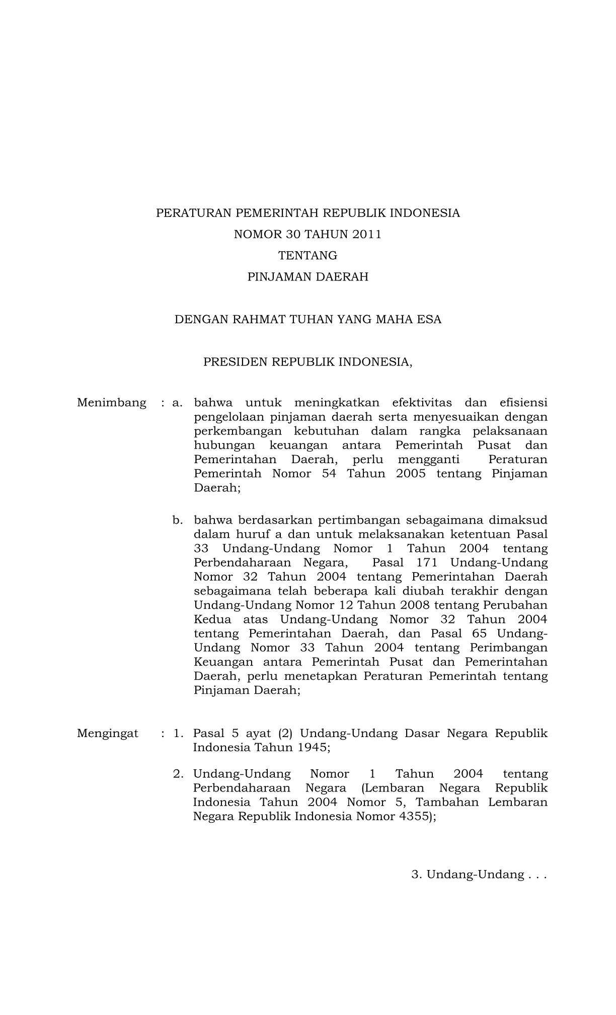 Peraturan Pemerintah Nomor 30 Tahun 2011