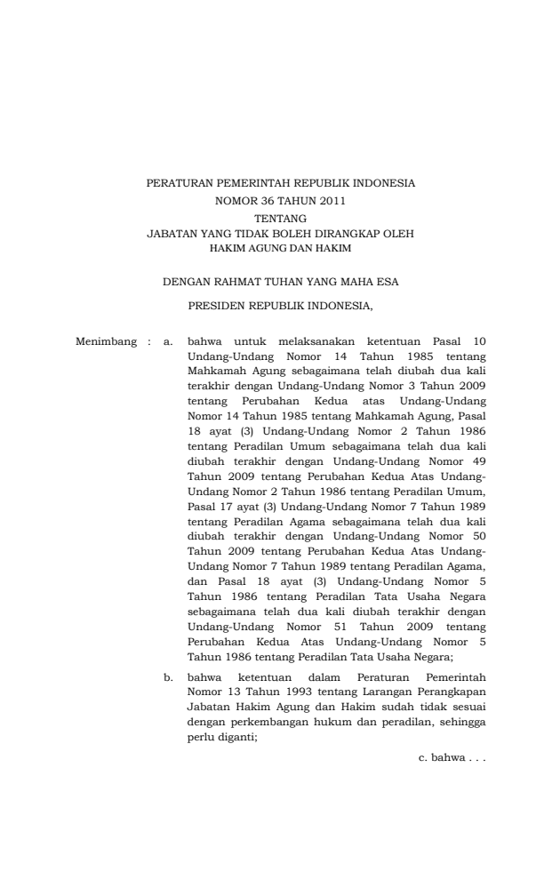 Peraturan Pemerintah Nomor 36 Tahun 2011