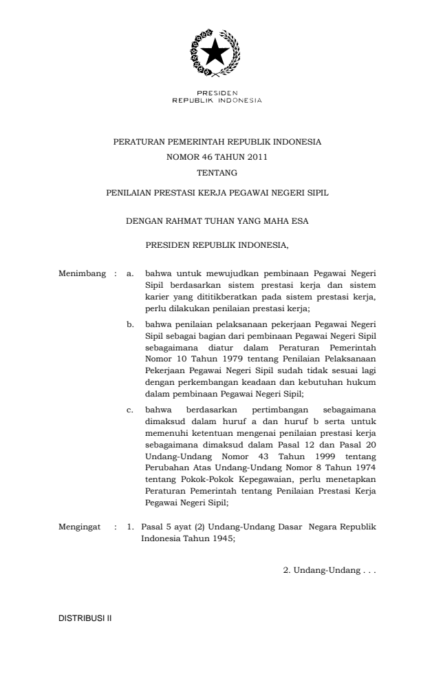 Peraturan Pemerintah Nomor 46 Tahun 2011