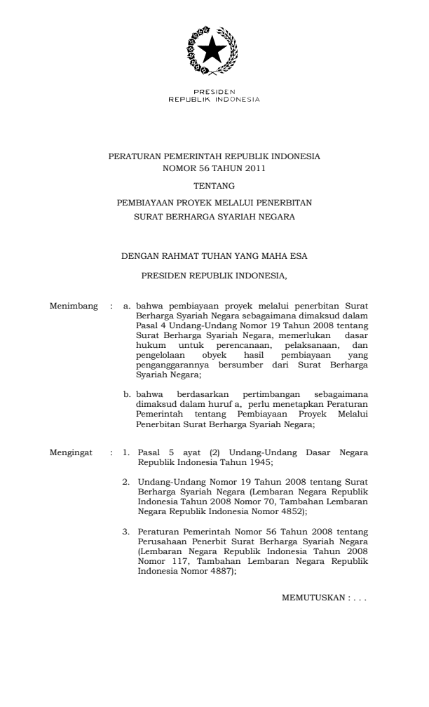 Peraturan Pemerintah Nomor 56 Tahun 2011