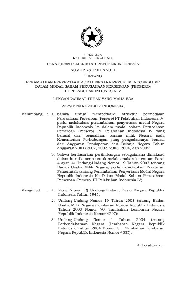 Peraturan Pemerintah Nomor 78 Tahun 2011