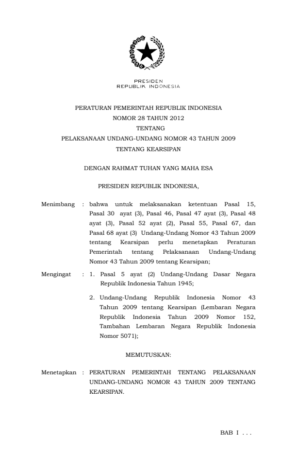 Peraturan Pemerintah Nomor 28 Tahun 2012