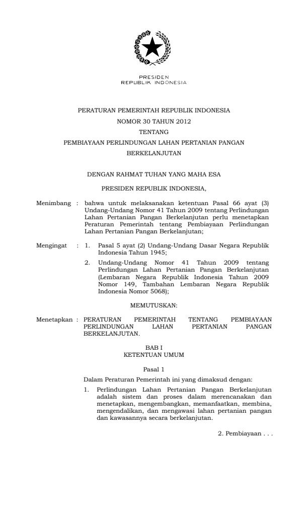 Peraturan Pemerintah Nomor 30 Tahun 2012