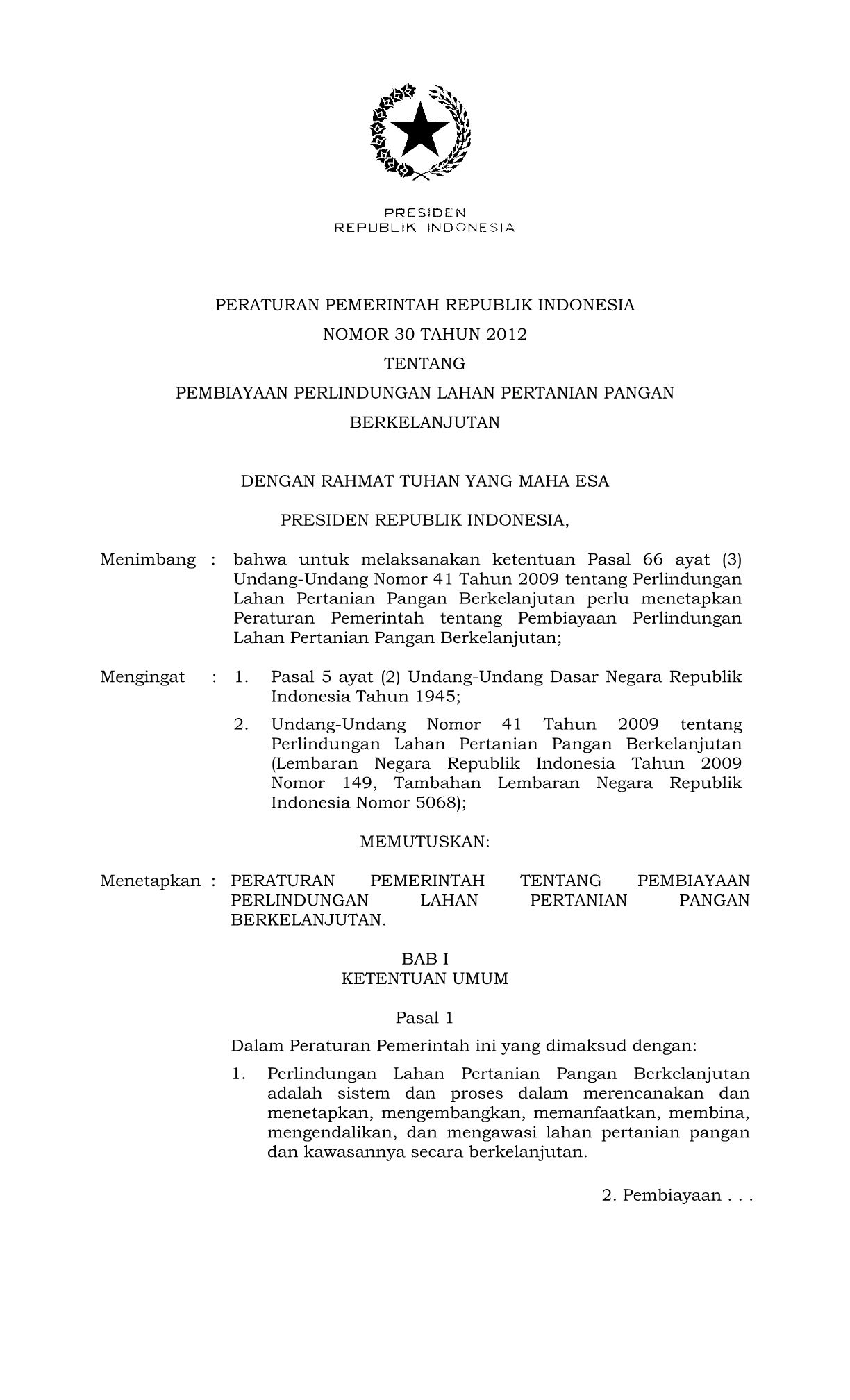 Peraturan Pemerintah Nomor 30 Tahun 2012